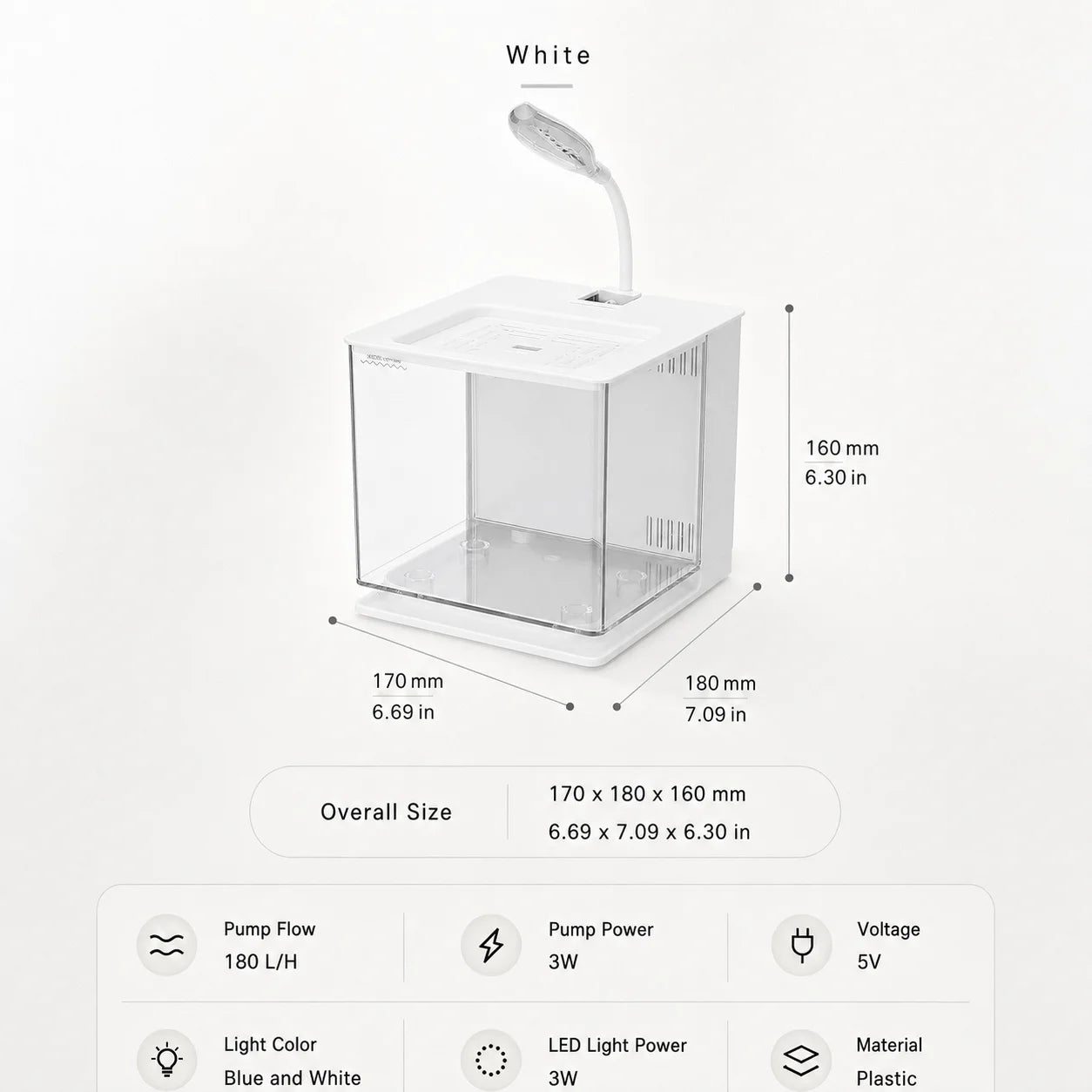 Kit de Acuario de Sobremesa KSY con Luz LED y Bomba de Agua - Pecera Compacta para Betta y Peces Pequeños