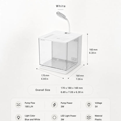Kit de Acuario de Sobremesa KSY 💡 – Luz LED y Bomba de Agua, para Betta y Peces Pequeños