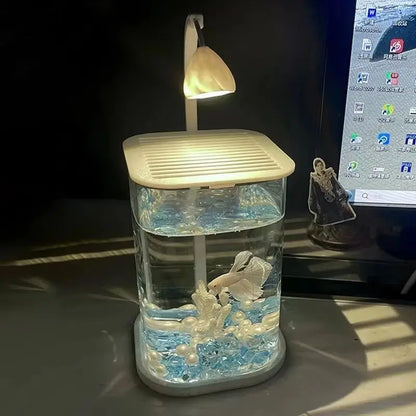 Pecera de Cristal Ultra Transparente 🐠 – Acuario de Sobremesa Minimalista para Betta