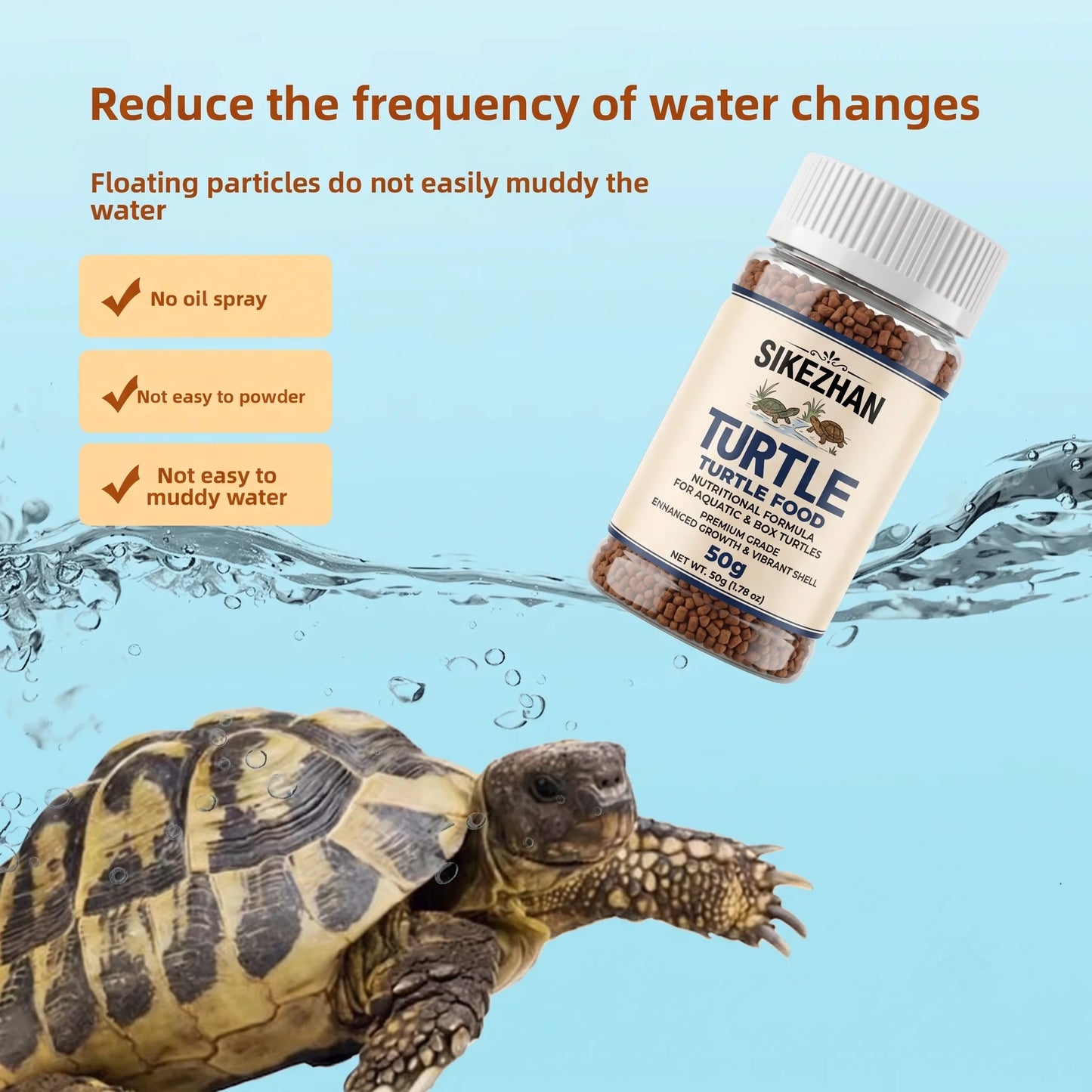 SIKEZHAN - Pellets Probióticos para Tortugas Acuáticas y de Caja 50g