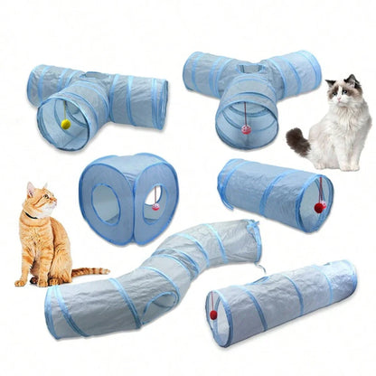 Túnel Plegable 🐱 – Con Mirilla y Pelota para Gatos