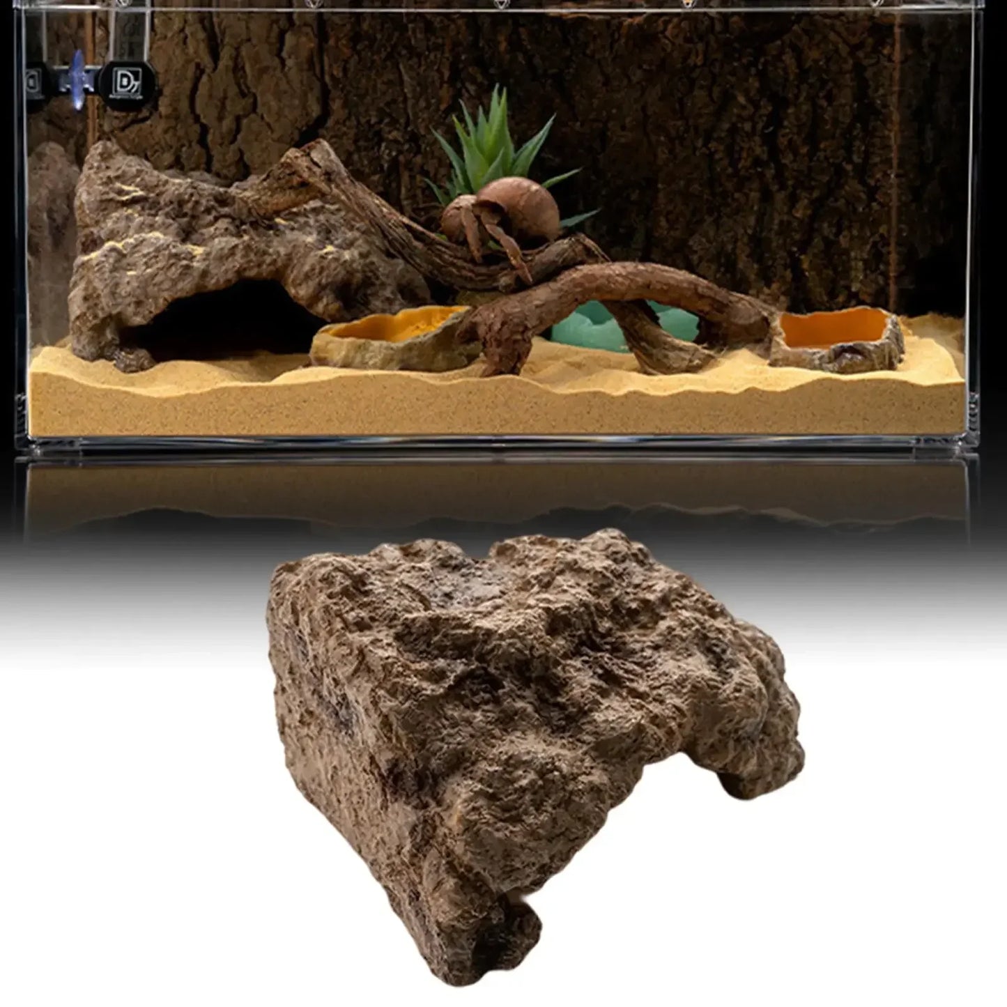 Cueva Escondite de Resina para Reptiles - Refugio Decorativo para Lagartos, Serpientes y Tortugas