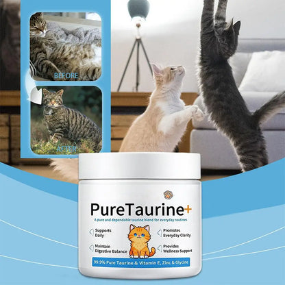 Taurina 99,9% Pura en Polvo 💛 – Suplemento para la Salud Cardíaca de tu Gato (200 g)