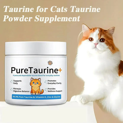 Taurina 99,9% Pura en Polvo 💛 – Suplemento para la Salud Cardíaca de tu Gato (200 g)