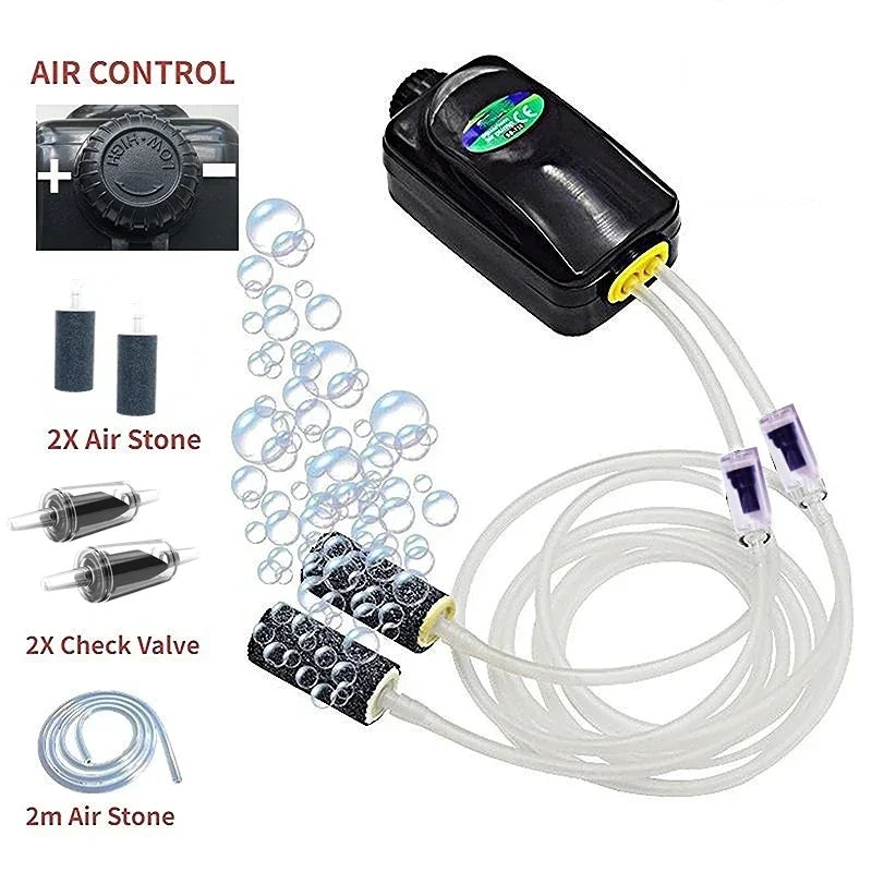 Bomba de Aire para Acuario - Mini Compresor con Válvula Antirretorno