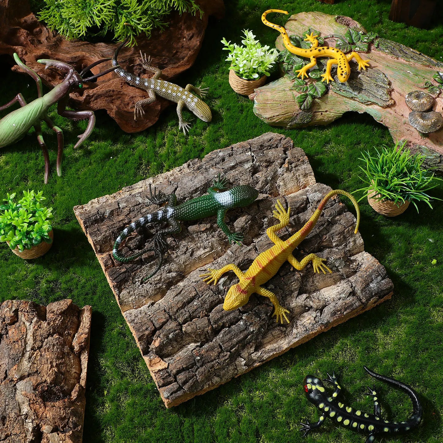 4 Piezas de Corteza de Corcho Segura para Acuario - Decoración de Fondo para Terrario de Lagartos y Geckos