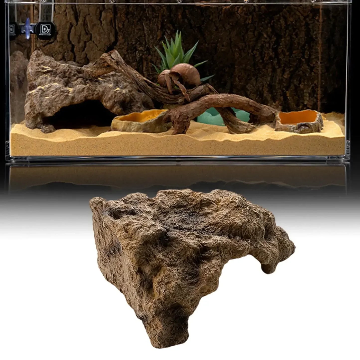 Cueva Escondite de Resina para Reptiles - Refugio Decorativo para Lagartos, Serpientes y Tortugas