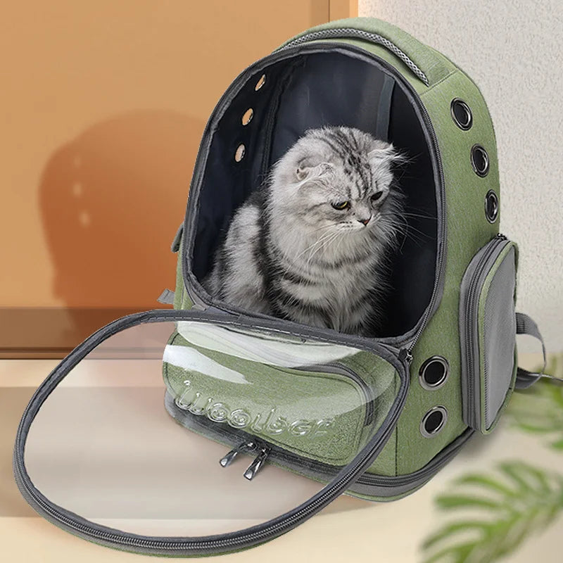 Mochila Transportín Transparente para Gatos y Perros Pequeños - Ventana Panorámica