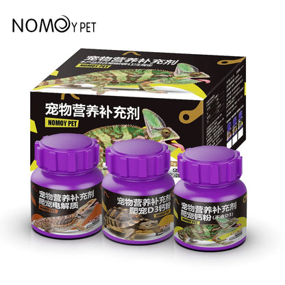NOMOY Kit de Suplementos Completo 💊 – Calcio con D3, sin D3 y Multivitamínico para Reptiles