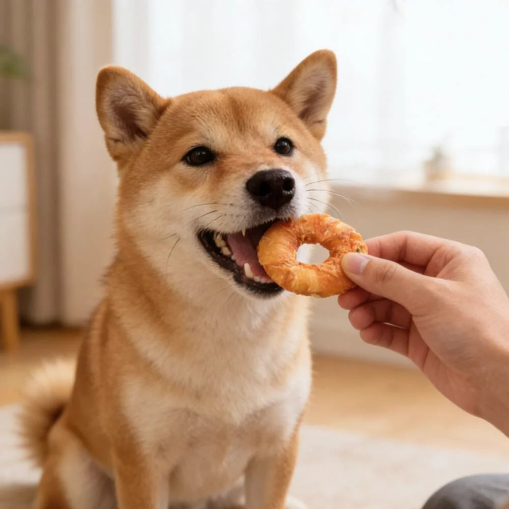 Rosquillas de Piel Envueltas en Pollo para Perros - Snack Duradero (9 cm)