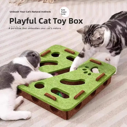 Caja Puzzle de Fieltro 🧩 – Rascador Interactivo con Pelotas para Gatos