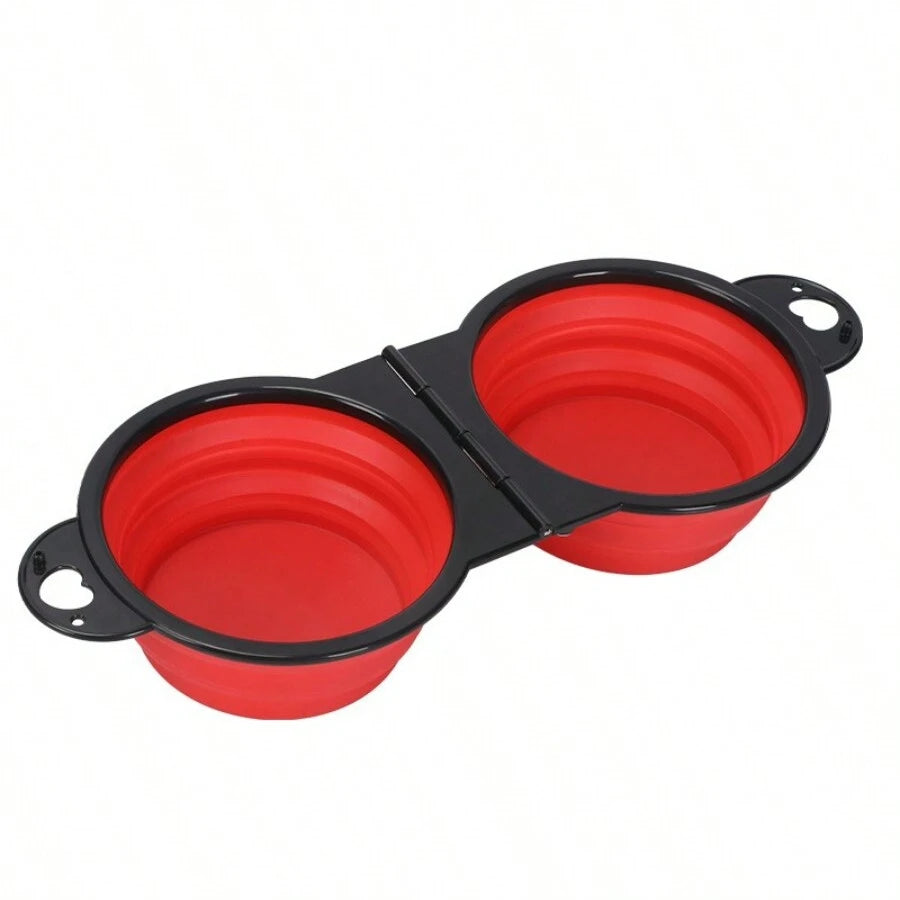 Cuenco Doble Plegable 2 en 1 para Perros y Gatos - Portátil para Exterior y Viajes