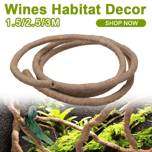 Enredaderas de Ratán Flexibles 1,5/2,5/3M para Terrario - Decoración de Hábitat para Reptiles Trepadores