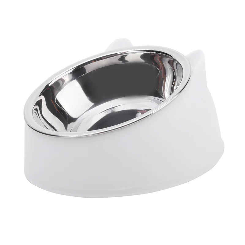 Cuenco de Acero Inoxidable con Base Antideslizante para Gatos - Bowl Elevado 15° Protección Cervical