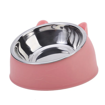 Cuenco de Acero Inoxidable Antideslizante 🥣 – Bowl Elevado 15° con Protección Cervical