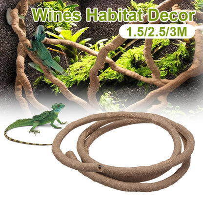 Enredaderas de Ratán Flexibles 1,5/2,5/3M para Terrario - Decoración de Hábitat para Reptiles Trepadores