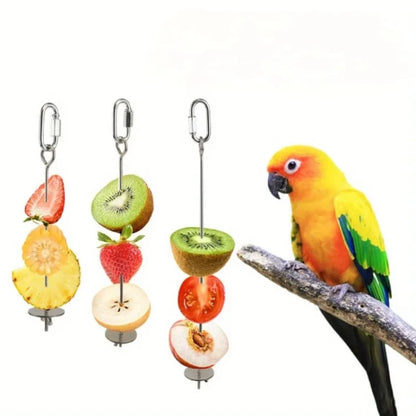 Tenedor de Acero Inoxidable para Fruta 🍎 – Accesorio de Alimentación para Loros y Aves