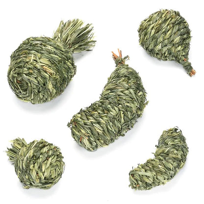 Juguete Masticable Tejido de Heno Timothy 🌾 – Anti-Aburrimiento para Conejos, Hámsters y Cobayas