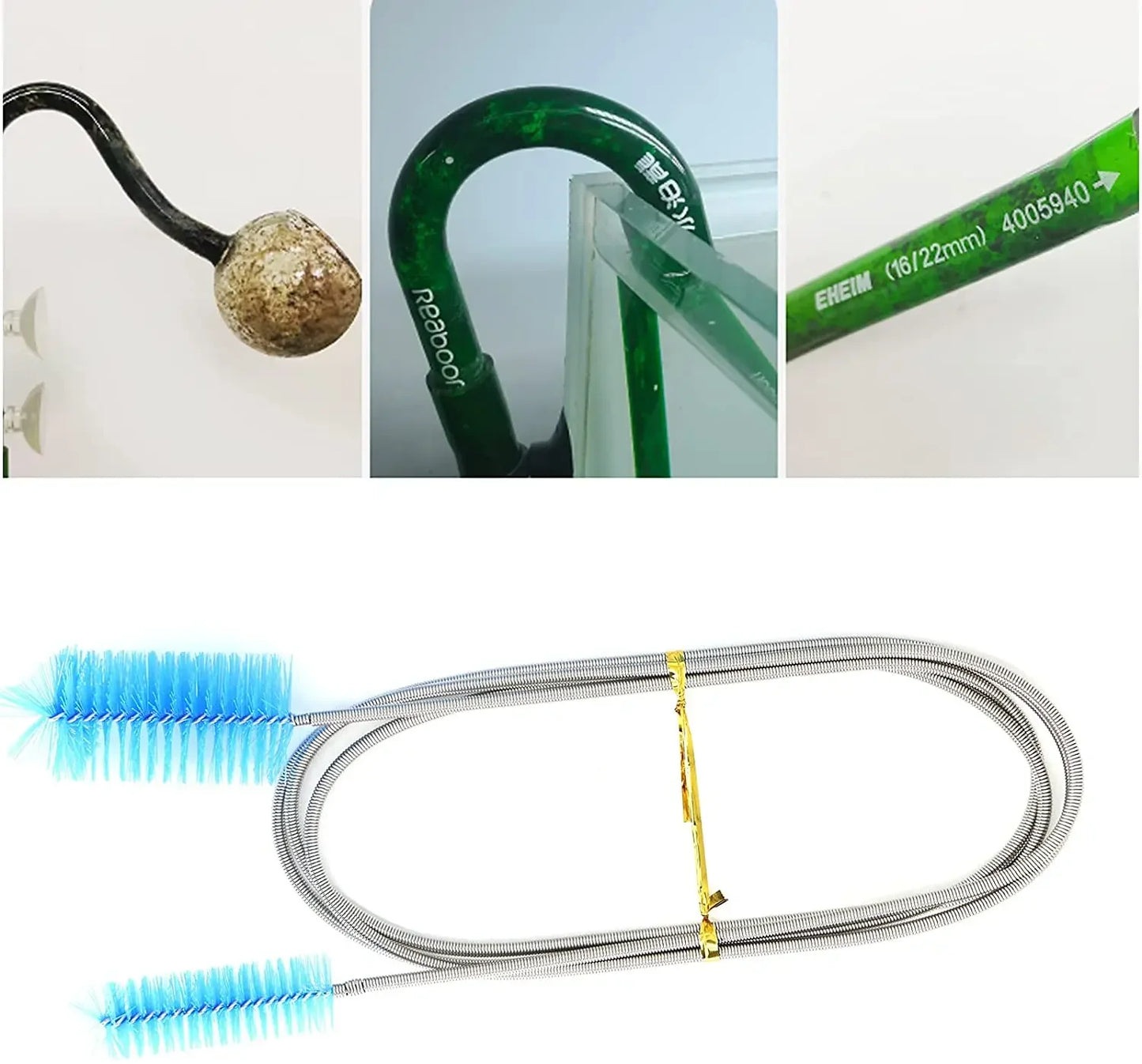 Cepillo Limpiador Flexible de Doble Extremo para Tubos de Acuario - Acero Inoxidable