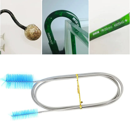 Cepillo Limpiador Flexible de Doble Extremo 🧹 – Acero Inoxidable para Tubos de Acuario