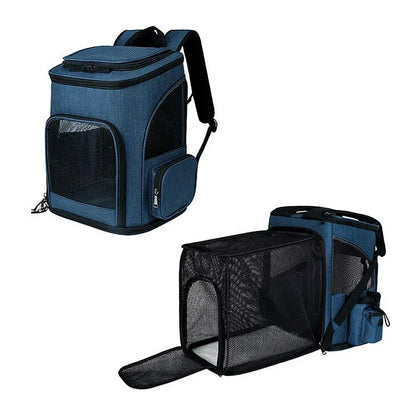 Mochila Transportín Expandible 🎒 – Malla Transpirable para Gatos y Perros Hasta 8 kg