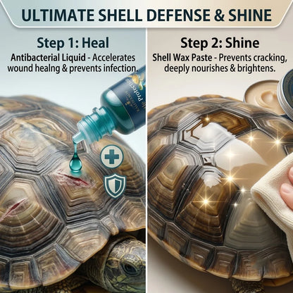 Kit Premium de Cuidado para Tortugas 🐢 – Cera Pulidora, Acondicionador de Agua y Alimento en Copos