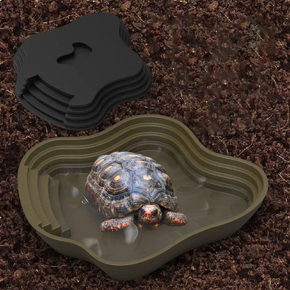Bañera para Tortugas con Diseño de Escalera Antideslizante - Cuenco de Agua Grueso para Reptiles y Anfibios