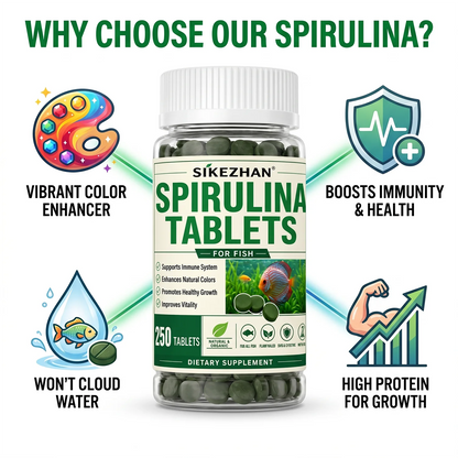 Tabletas de Espirulina de Alta Pureza 🌿 – Para Peces y Camarón Cristal Rojo (1000 uds)