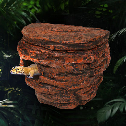 Cueva de Roca Escondite para Reptiles - Decoración de Terrario con Ventosas para Geckos, Camaleones y Serpientes