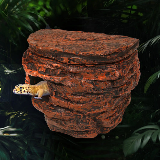 Cueva de Roca Escondite para Reptiles - Decoración de Terrario con Ventosas para Geckos, Camaleones y Serpientes