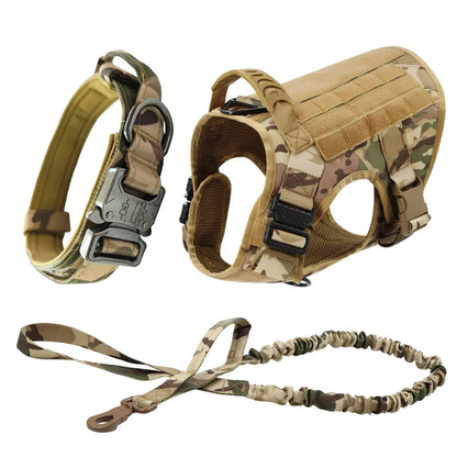 Arnés Táctico Militar 🎖️ – Bolsillos Molle, Incluye Correa y Collar para Perros