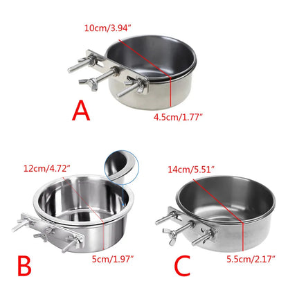 Cuenco Colgante de Acero Inoxidable 🥣 – Comedero y Bebedero para Jaulas de Gatos y Perros Pequeños