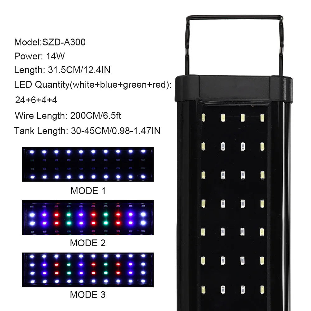 Luz LED Ultra Fina RGB para Acuario y Plantas - 31-120cm Resistente al Agua