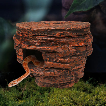 Cueva de Roca Escondite para Reptiles - Decoración de Terrario con Ventosas para Geckos, Camaleones y Serpientes