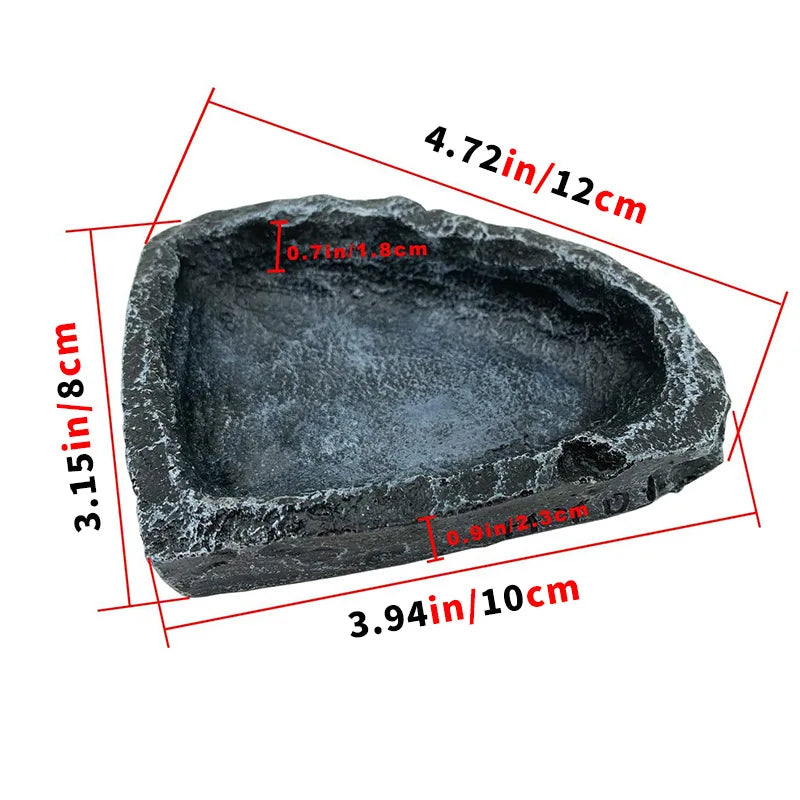 Comedero y Bebedero para Reptiles con Textura de Piedra Realista - Dragón Barbudo y Reptiles Pequeños