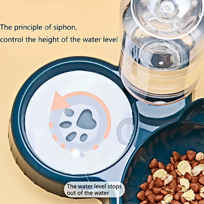 Set de Comedero y Bebedero 3 en 1 con Orejas 🐱 – Bowl Inclinado y Botella de Agua por Gravedad