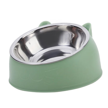 Cuenco de Acero Inoxidable Antideslizante 🥣 – Bowl Elevado 15° con Protección Cervical