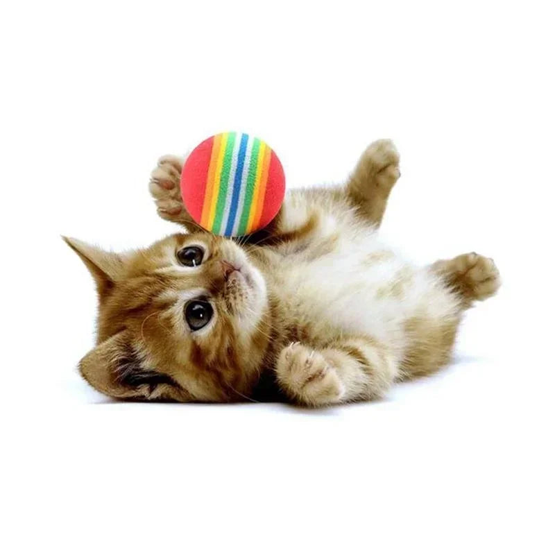 Pelotas de Espuma Arcoíris para Gatos - Pack Multicolor Antiestrés