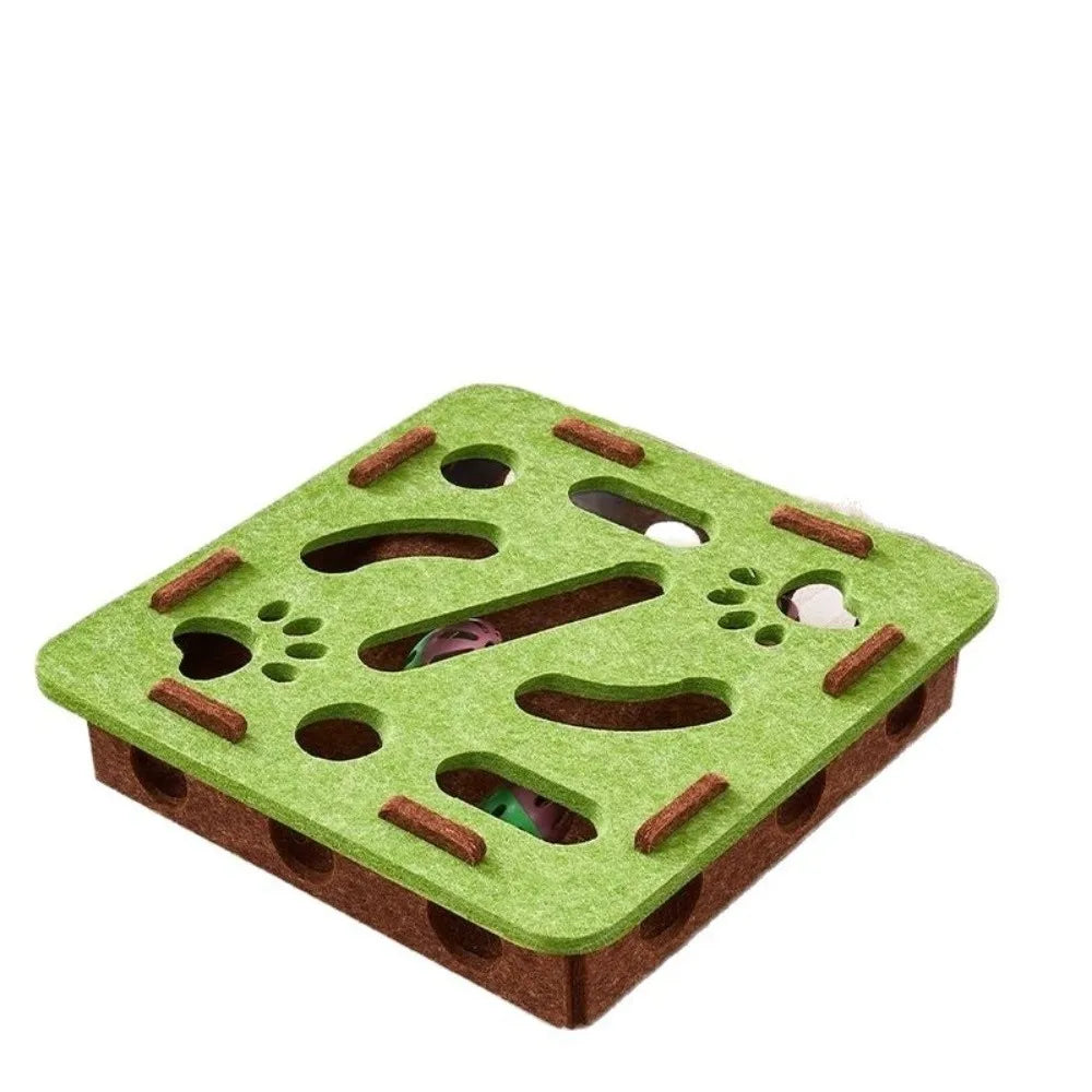 Caja Puzzle de Fieltro para Gatos - Rascador Interactivo con Pelotas