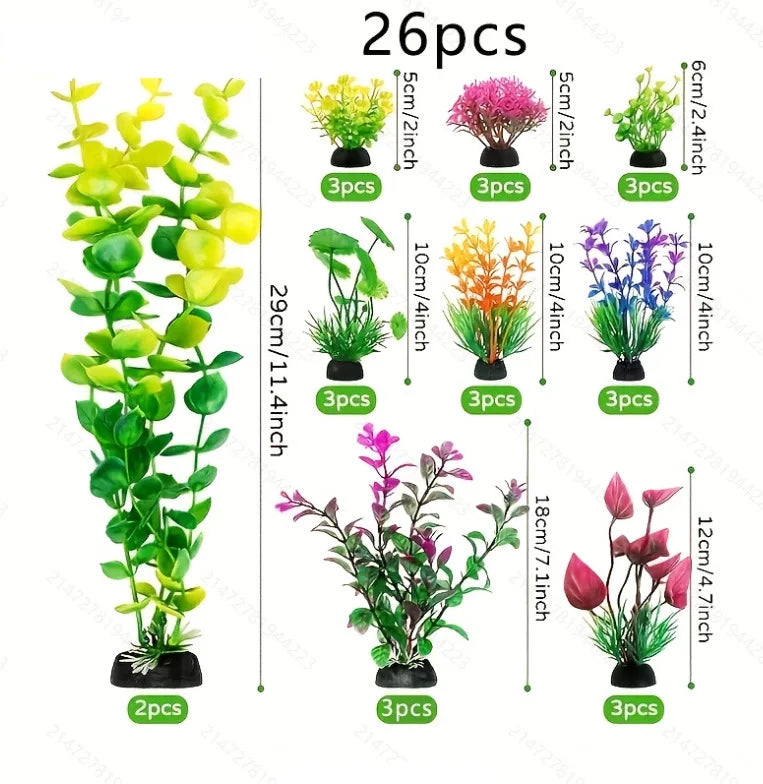 25/26 Uds. Plantas Artificiales para Acuario - Decoración de Hierbas Acuáticas