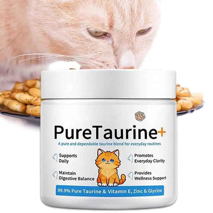 Taurina 99,9% Pura en Polvo 💛 – Suplemento para la Salud Cardíaca de tu Gato (200 g)