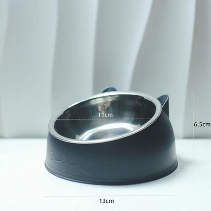 Cuenco de Acero Inoxidable Antideslizante 🥣 – Bowl Elevado 15° con Protección Cervical