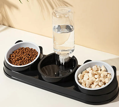 Comedero Elevado 3 en 1 🐱 – Bowl a 15° con Dispensador de Agua Automático