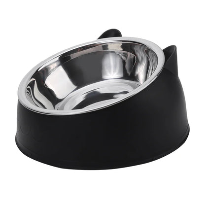 Cuenco de Acero Inoxidable Antideslizante 🥣 – Bowl Elevado 15° con Protección Cervical