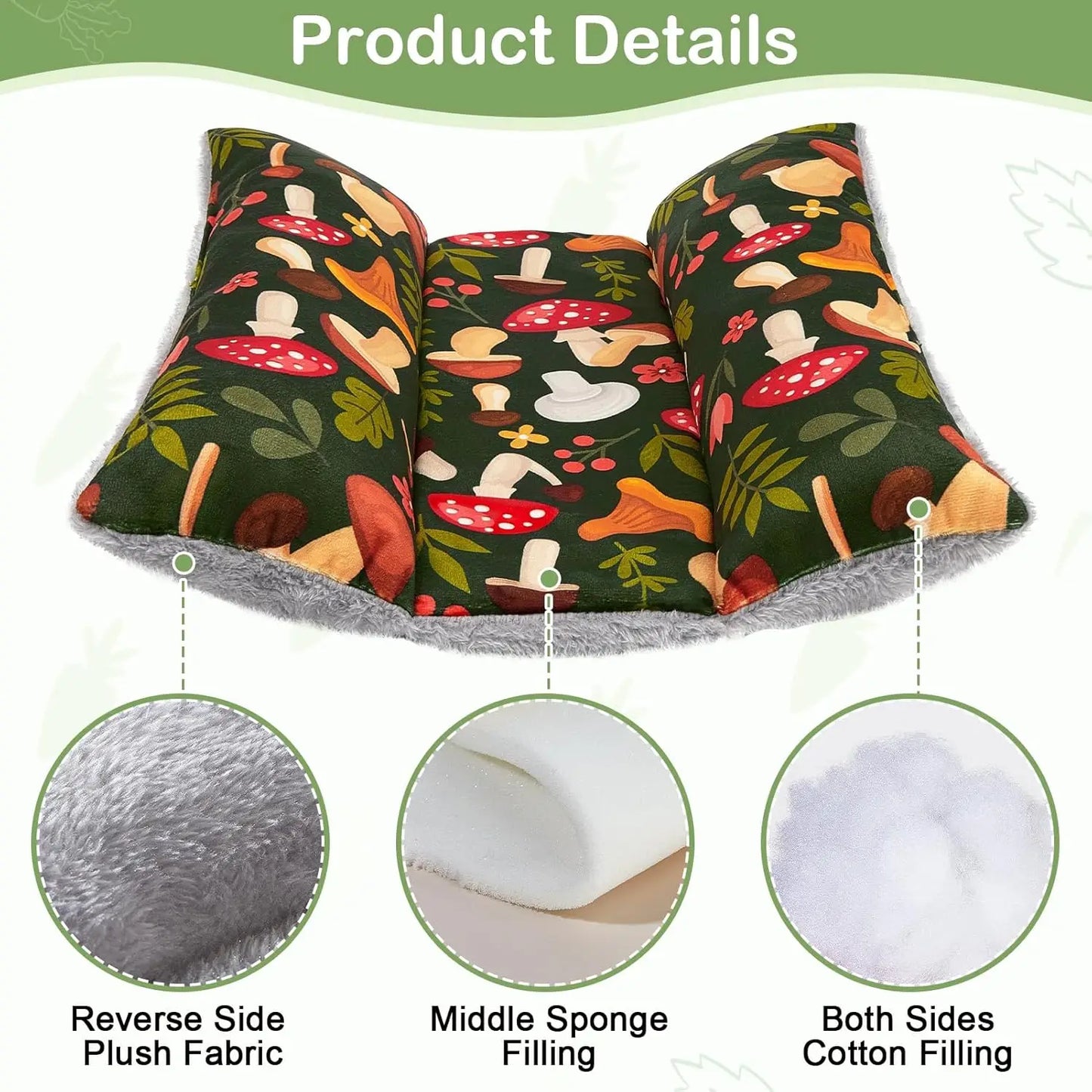 Cama Reversible Acolchada para Conejos - Cojín Lavable Doble Cara de Peluche
