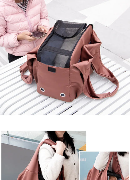 Bolso Transportín Bandolera 🎒 – Para Cachorros y Gatos