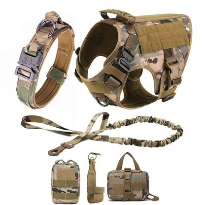 Arnés Táctico Militar 🎖️ – Bolsillos Molle, Incluye Correa y Collar para Perros