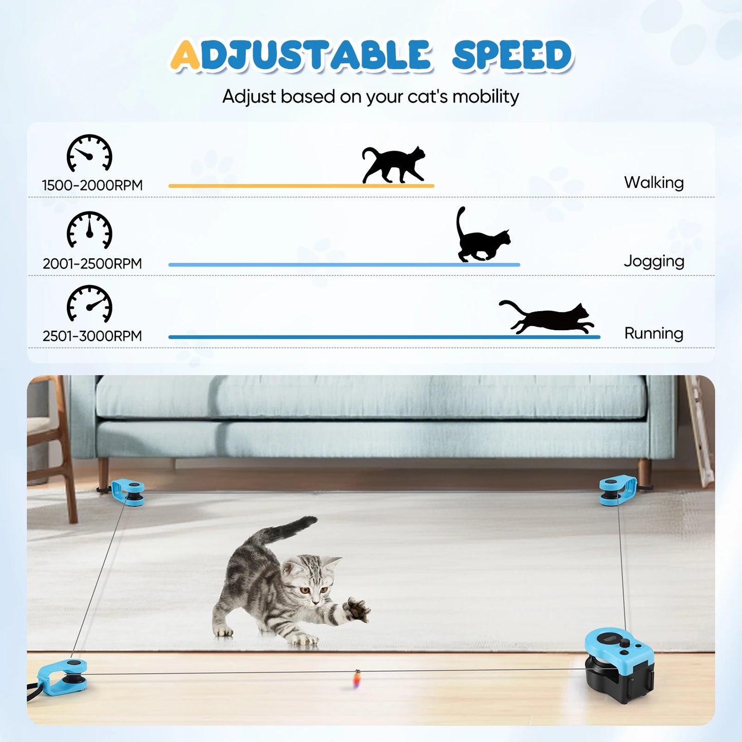 Rueda de Ejercicio Interactiva para Gatos - Simula la Caza, Velocidad Ajustable