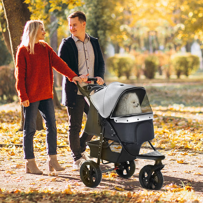 Carrito Plegable de 3 Ruedas 🐕 – Paseo Cómodo para Perros (PawHut)