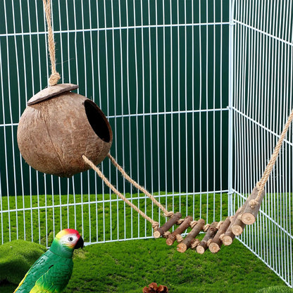 Escondite de Cáscara de Coco con Escalera para Trepar - Cueva para Geckos y Reptiles